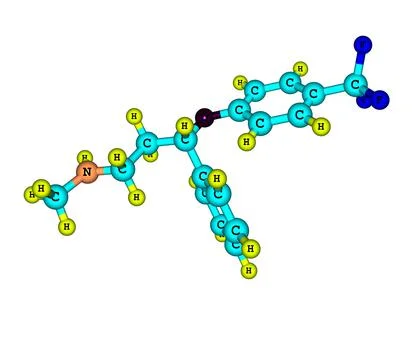 Fluoxetine molecule isolated on white Stock Illustration
