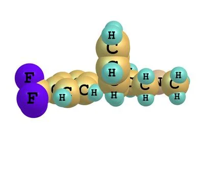 Fluoxetine molecule isolated on white Stock Illustration