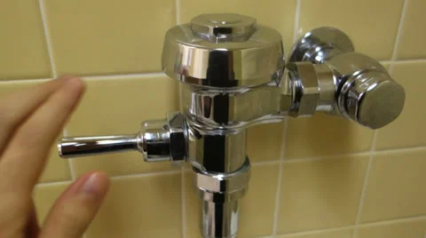 Flush flushing urinal toilet public restrooms Stock Footage