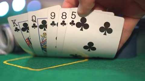 Flush, Poker Cards Close Up Stock Footage 90725711