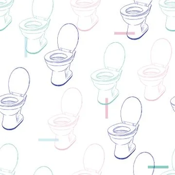Flush toilet ,seamless pattern vector. Stock Illustration