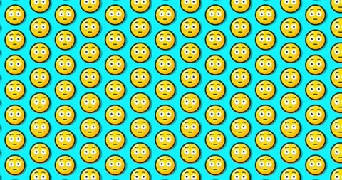 Flushed blushed expression emoji. Loopable animated pattern background on n.. Vídeos de archivo 224361641