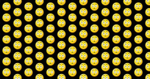 Flushed blushed expression emoji. Loopable animated pattern background on B.. 스톡 동영상 224361645