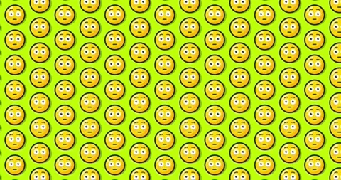 Flushed blushed expression emoji. Loopable animated pattern background on P.. 스톡 동영상 224361666