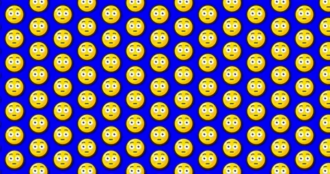 Flushed blushed expression emoji. Loopable animated pattern background on B.. Vídeos de archivo 224361671