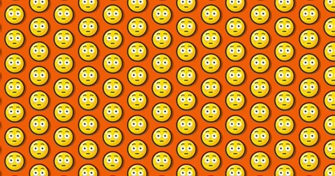 Flushed blushed expression emoji. Loopable animated pattern background on O.. Vídeos de archivo 224361975