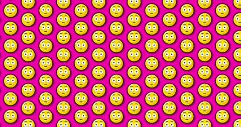 Flushed blushed expression emoji. Loopable animated pattern background on p.. Vídeos de archivo 224362142