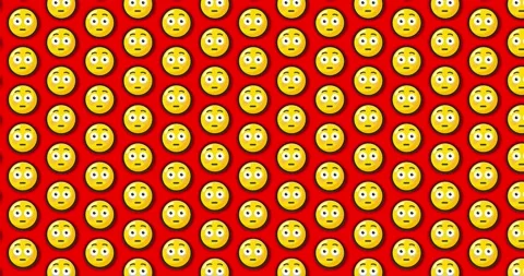 Flushed blushed expression emoji. Loopable animated pattern background on r.. Vídeos de archivo 224362299