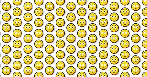 Flushed blushed expression emoji. Loopable animated pattern background on w.. Stock Footage 224362319