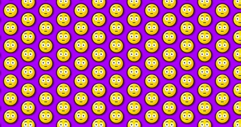 Flushed blushed expression emoji. Loopable animated pattern background on p.. Stock Footage 224362331