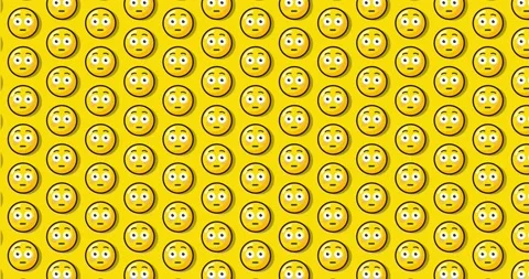 Flushed blushed expression emoji. Loopable animated pattern background on y.. Vídeos de archivo 224362379
