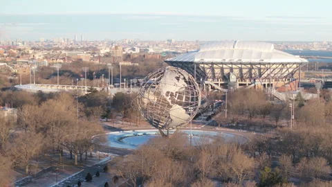 Flushing Meadows Corona Park on a winter morning Stock Footage 302656384