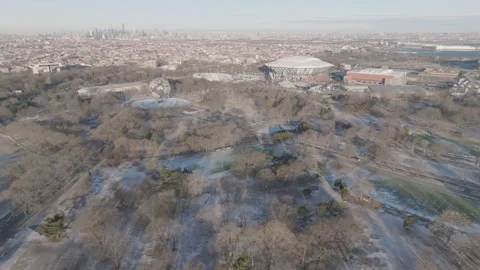 Flushing Meadows Corona Park on a winter morning Stock Footage 303129402