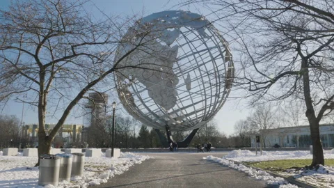 Flushing Meadows Park on a winter day Stock Footage 266110807