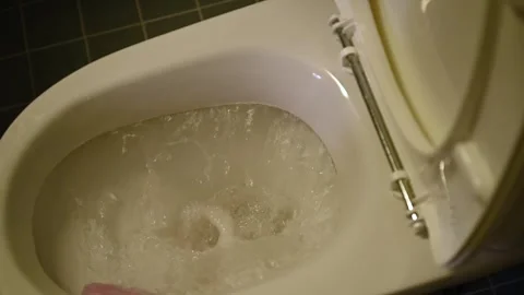 Flushing a toilet in slow motion Stock Footage 331160409