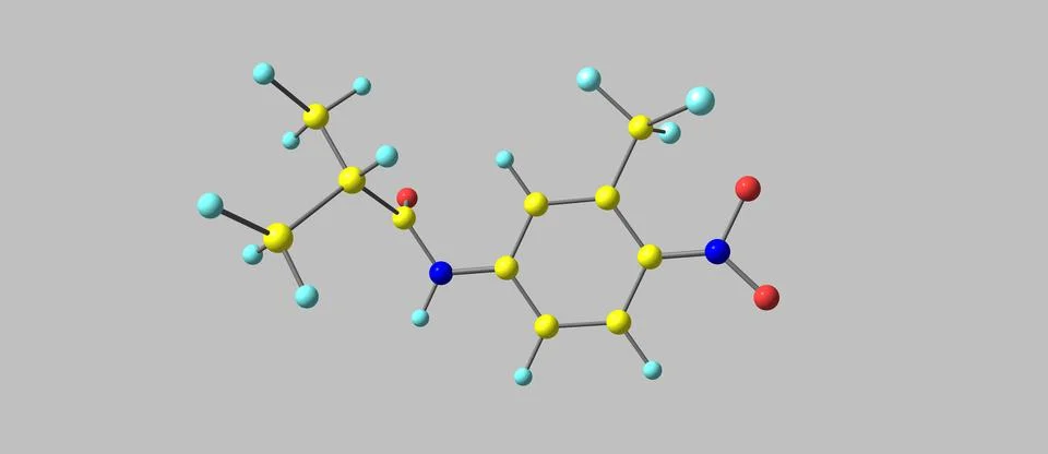 Flutamide molecular structure isolated on grey Stock Illustration