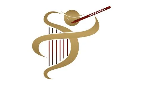 Flute and Harp Stock Illustration