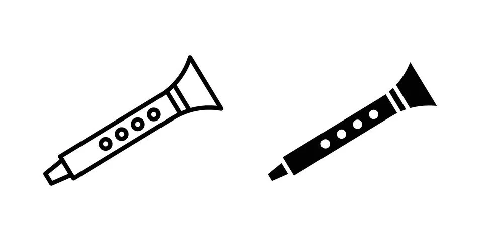 Flute icon silhouette vector set. thin line pack Stock Illustration