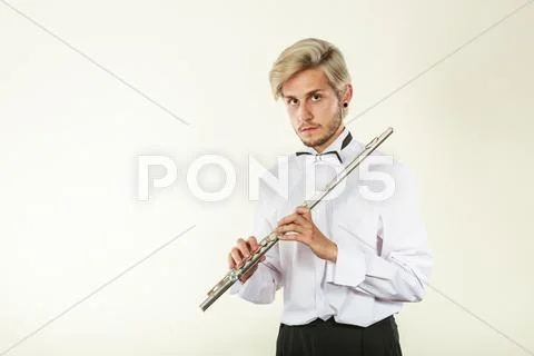 Flute music playing flutist musician performer Stock Photos