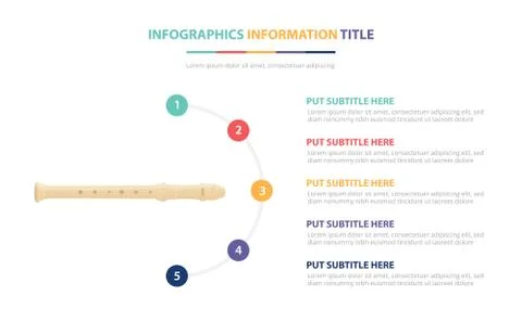 Flute plastic infographic template concept with five points list and various  Stock Illustration