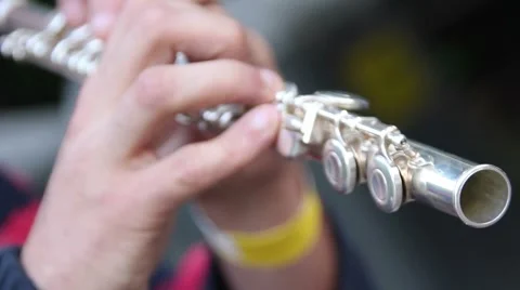 Flute player fingers Stock Footage 47990795