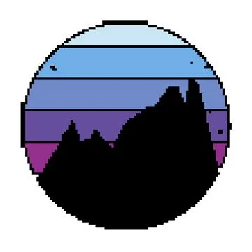Flute retro sunset pixel art vector illustration Stock Illustration