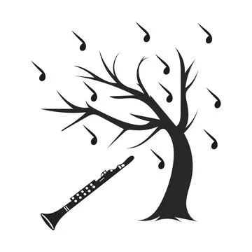 Flute transforming into tree branch Stock Illustration