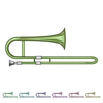 Flute trombone cartoon vector graphic Stock Illustration