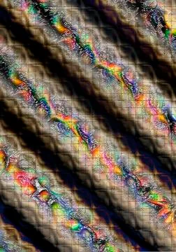Fluted convex gray bars covered iridescent patterns Stock Illustration