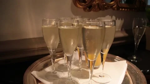 Flutes With Sparkling Wine Stock Footage 43696760