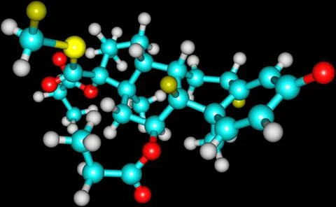 Fluticasone propionate molecular structure isolated on black Stock Illustration