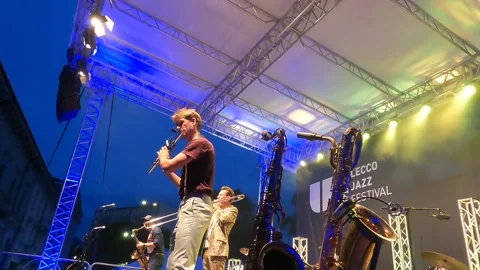 Flutist and his band at jazz festival, L... | Stock Video | Pond5