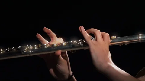 Flutist Close-up Playing Flute Video stock 111927844
