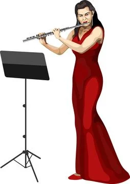 Flutist Playing Flute Stock Illustration