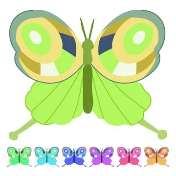 Flutter groovy butterfly vector cartoon graphic Stock Illustration