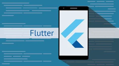 Flutter programming language with flat and long shadow 스톡 일러스트