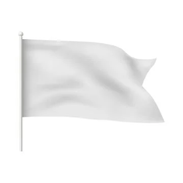 Fluttering 3d white flag mockup with forked ends on flagpole. Stock Illustration