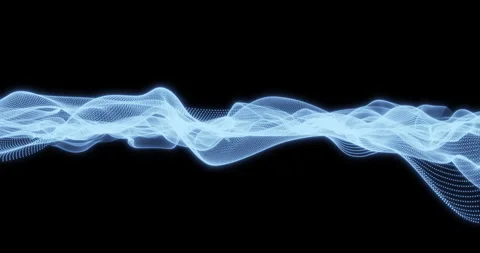 Fluttering abstract blue ribbon of particles on black background Stock Footage 262236158