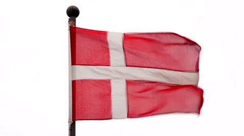 Fluttering flag of denmark on the wind Stock Footage 44331714