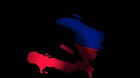 Fluttering Haiti map flag animation Stock Footage