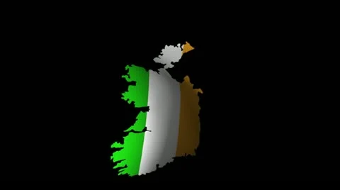 Fluttering Ireland map flag animation Stock Footage