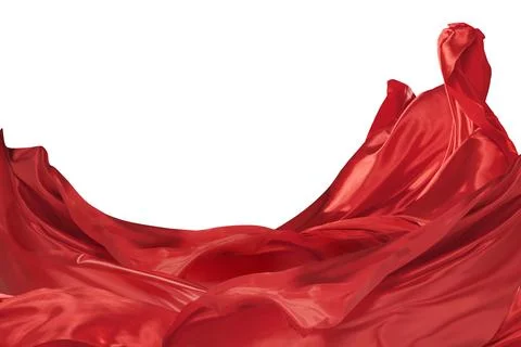 Fluttering red silk textile clothes  isolated over white background. Abstract Stock Illustration