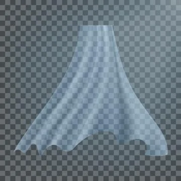 Fluttering White Cloth Vector. Fluttering Curved Fabric Silk. Window Home Stockillustratie