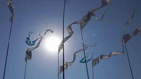 Fluttering white flags in the wind Stock Footage 205008187