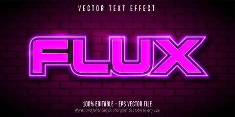 Flux text, neon style editable text effect Stock Illustration