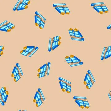 Fluyt ancient ship isometric icon seamless pattern Stock Illustration