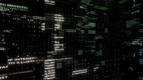 Fly 360 degrees around an abstract 3D rendering of a scientific technology binar Stock Footage 136125801