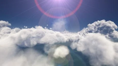 Fly above big clouds, 3d illustration render Illustrazione stock