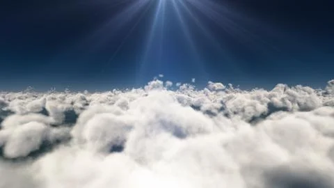 Fly above big clouds, 3d illustration render Stock Illustration