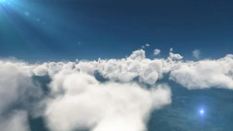 Fly above big clouds, 3d illustration render Stock Illustration